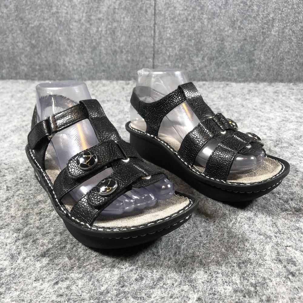 Alegria KLE-501 Wedge‎ Sandals Womens 7-7.5 Black Slip Resistant Comfort